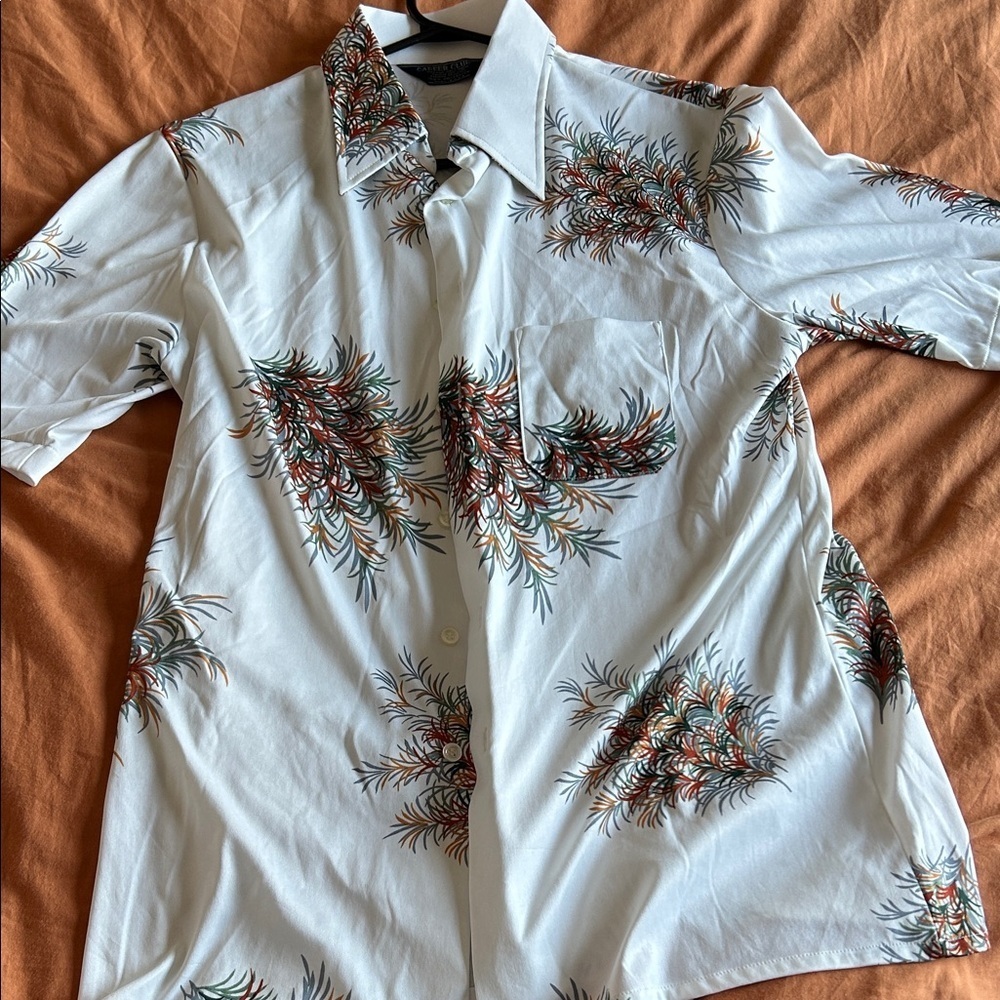 Vintage Career Club Resort Shirt | Men’s Large Palm Print Button Up |